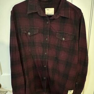 Tilley Women's Burgundy Plaid Button Down Shirt
